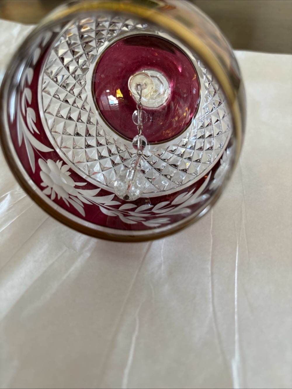 Vintage Golden Crown HandCut Cranberry Lead Crystal E&R Bell Purple/Pink Germany - Picture 12 of 13